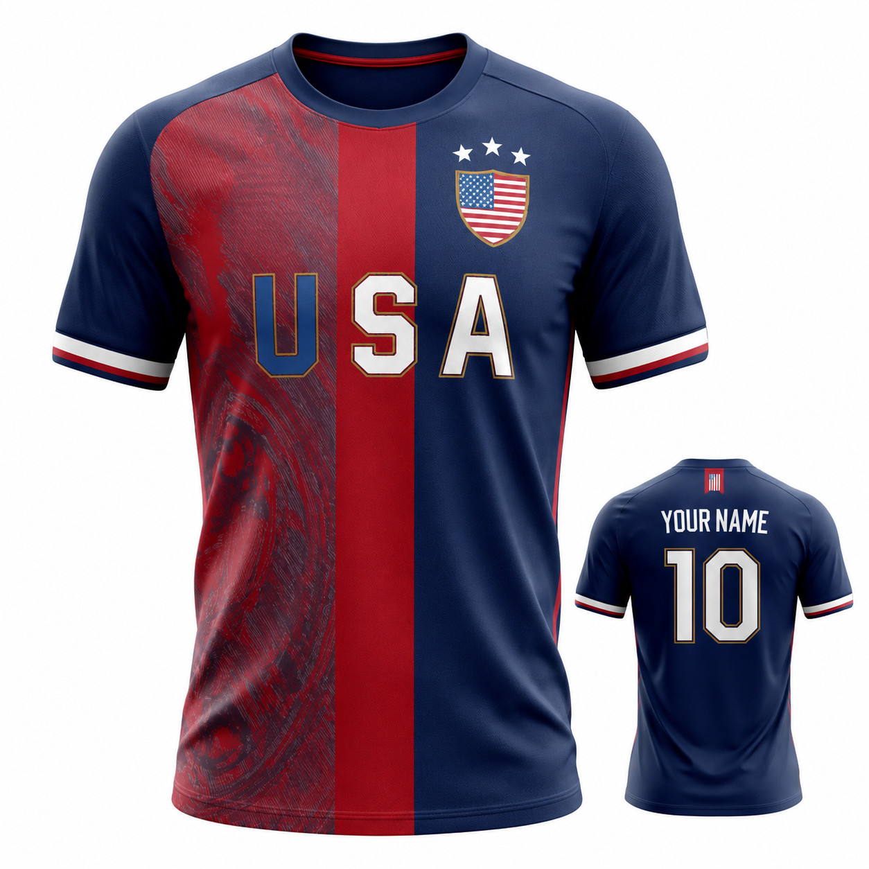 Custom USA Soccer Jersey Personalized Name Number American Flag Shirt gallery