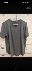 Lands’ End Men’s Gray Striped Crew Neck Short Sleeve T-Shirt Size L Regular