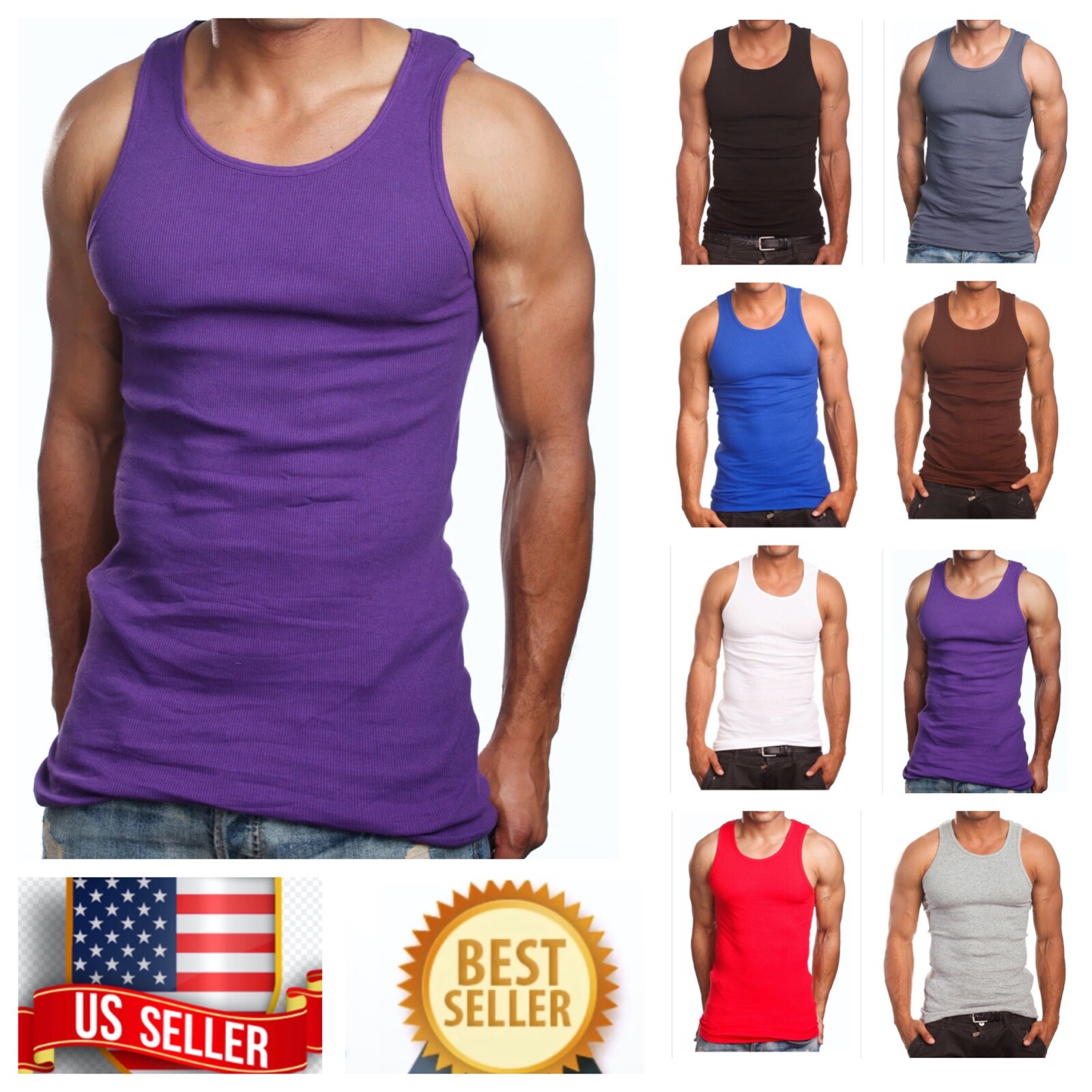 3Pack Lot 3X-5XL T-Shirt Wife Beater Tank Top Big Size Cotton A-Shirt Gym Muscle gallery