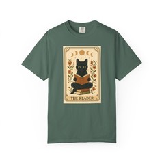 Cat Reading a Book T-shirt, Graphic Tee, Animal Lover Shirt, Bookworm Gift, Cat