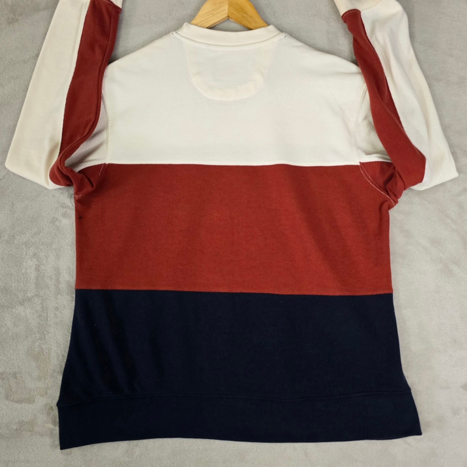 Mens Large Retro Colorblock Crewneck Top Rust White Blue L NWOT gallery