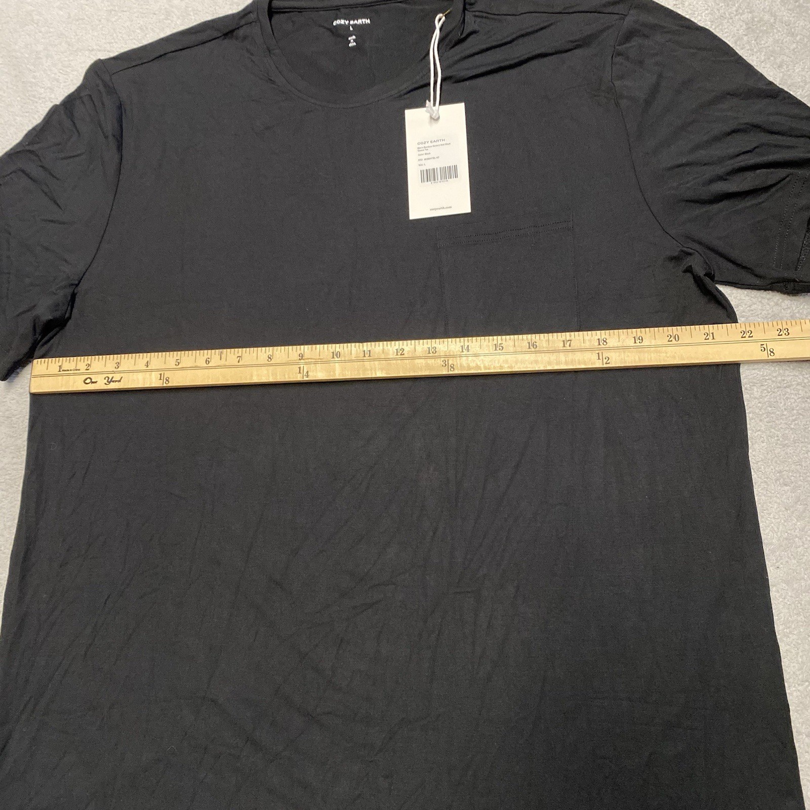 Cozy Earth Bamboo T Shirt Mens Large Black Pocket Stretch Knit Lounge NEW gallery