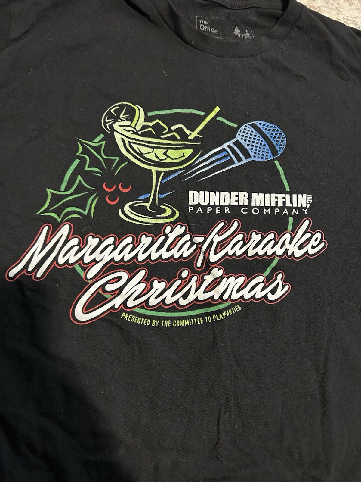 The Office Christmas Party T Shirt Adult Medium M Black Margarita-Karaoke gallery