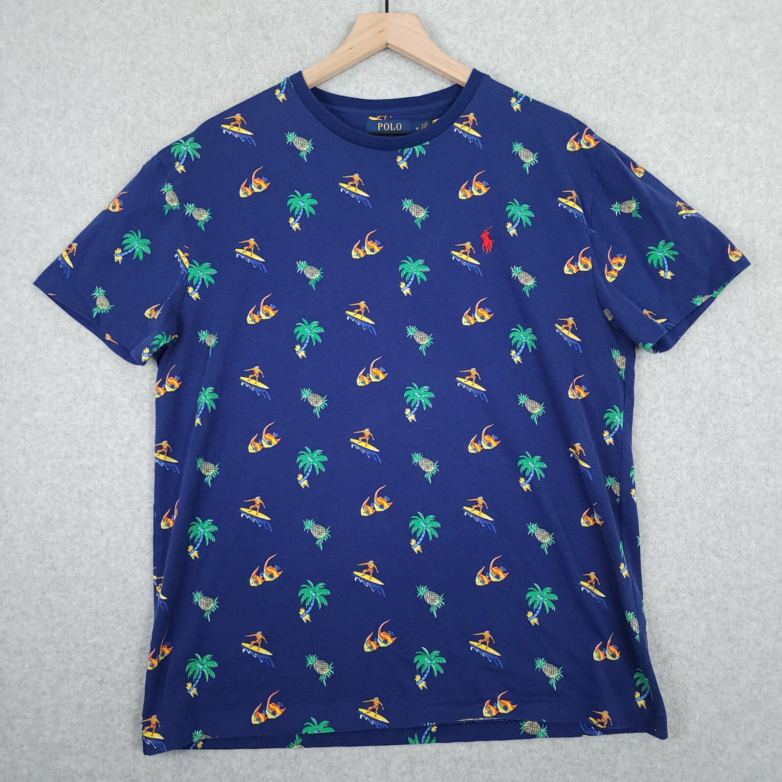 Polo Ralph Lauren Shirt Mens Medium Classic Fit Tropical Jersey Beach Surfer