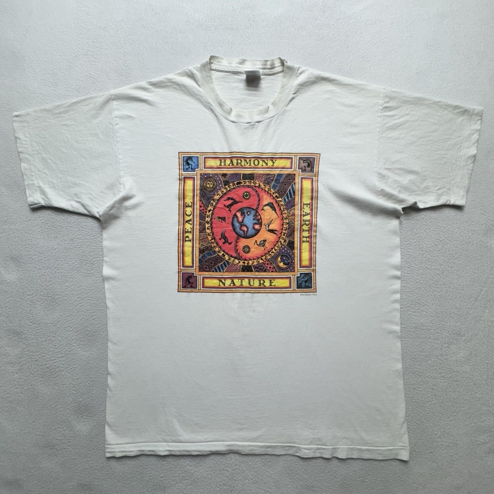 Vintage 1994 Human-i-Tees Peace Harmony Nature Earth Shirt XL Made USA