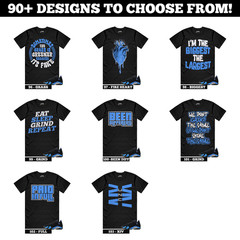 14 University Blue Black Metallic Silver UNC Sneaker T Shirt to Match