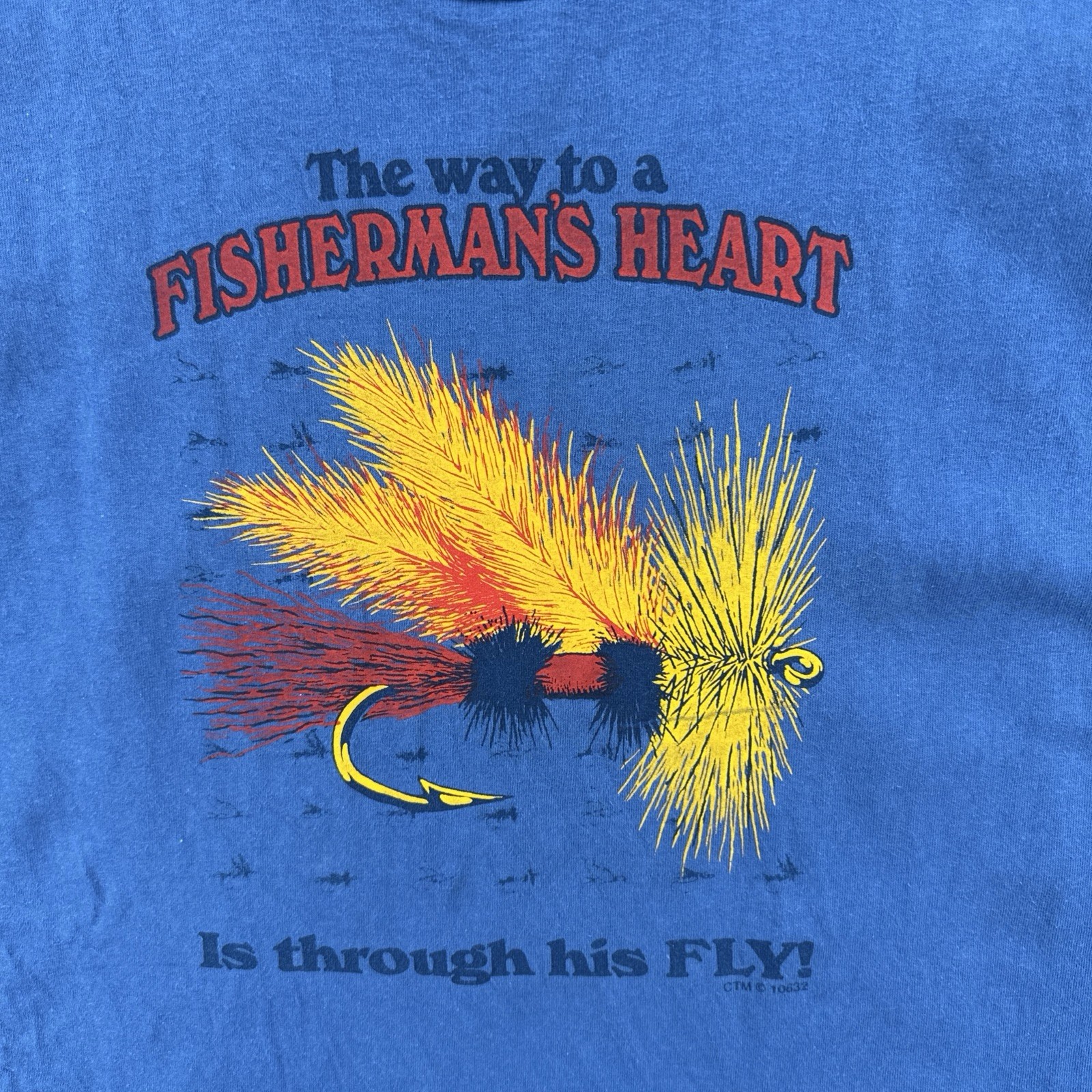 Vintage Lee Sport 90s XL Blue T Shirt Made In USA Fisherman’s Heart Through Fly gallery