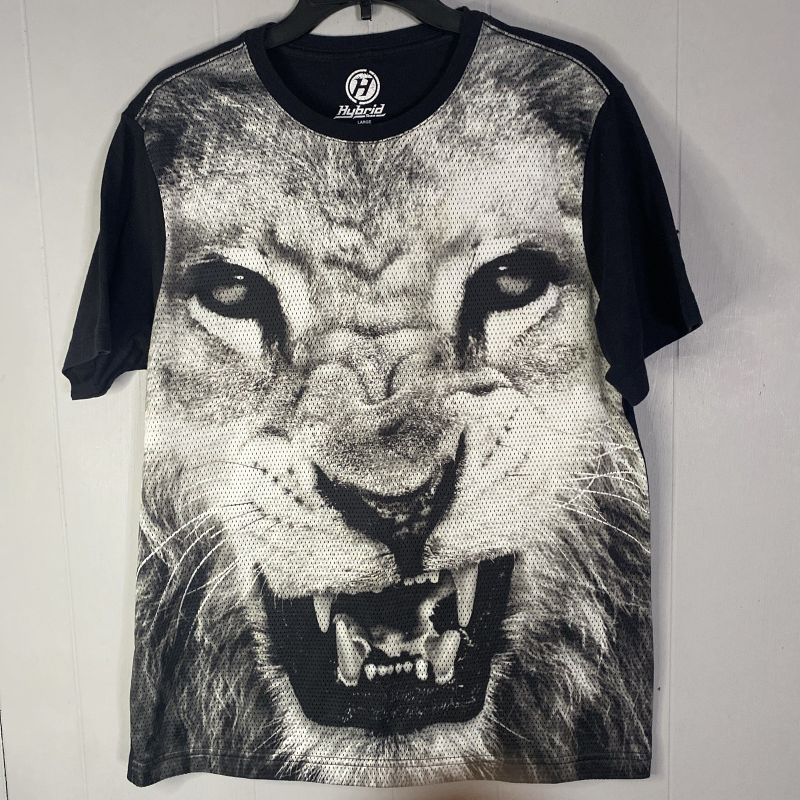 AOP Lion T Shirt Mens Large Hybrid Mesh Blend L Black 21x28 gallery