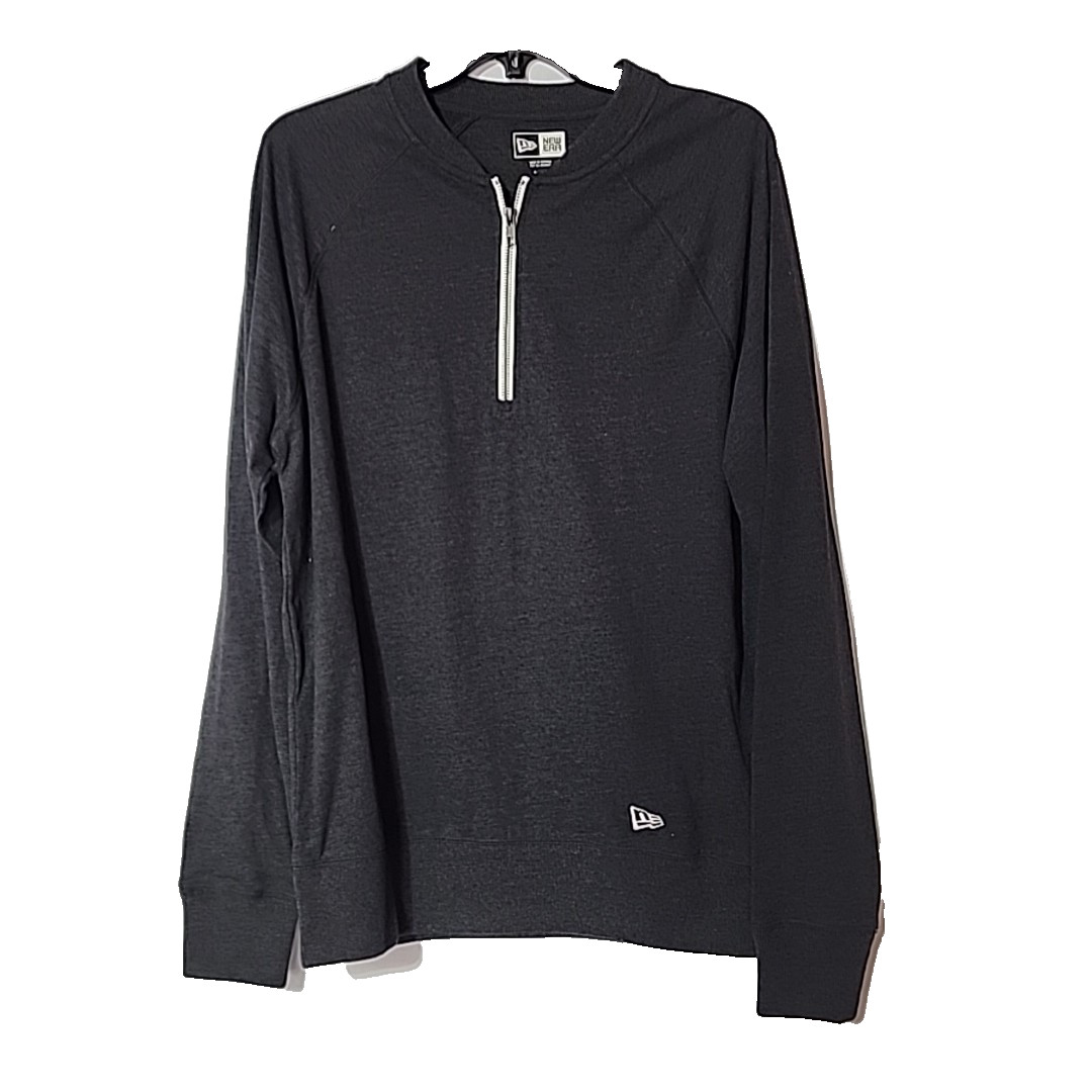 New Era T-Shirt 1/4 Zip Pullover Cotton Blend Long Sleeve Gray Medium gallery