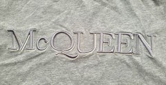 Authentic Alexander McQueen Gray Embroidered Cotton Jersey T-Shirt Size Medium