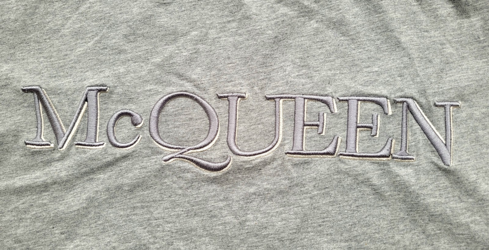 Authentic Alexander McQueen Gray Embroidered Cotton Jersey T-Shirt Size Medium gallery