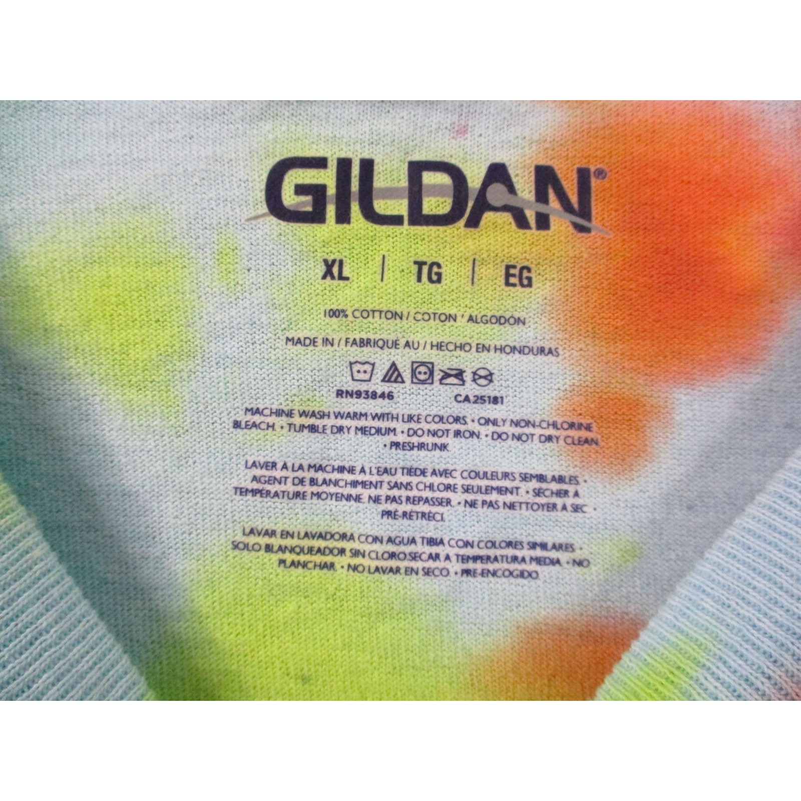 GILDAN Multi Color Psychedelic Festival Tie Dye T Shirt Mens Unisex Size XL gallery