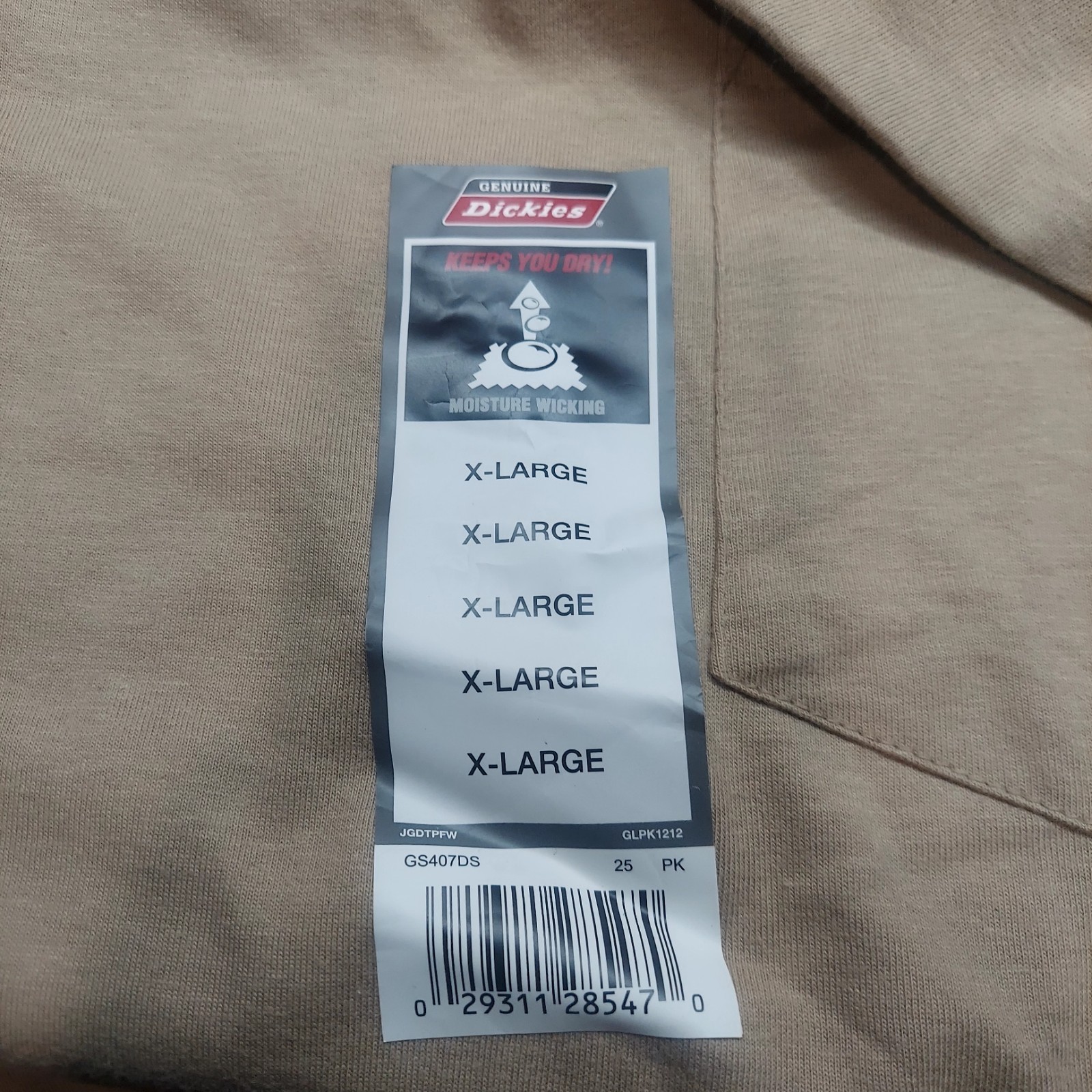Genuine Dickies work t-shirt men's XL tan beige gs407ds gallery