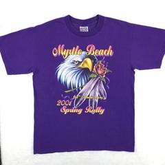 vintage 2001 MYRTLE BEACH BIKER RALLY EAGLE ROSE T-Shirt MEDIUM motorcycle 90s