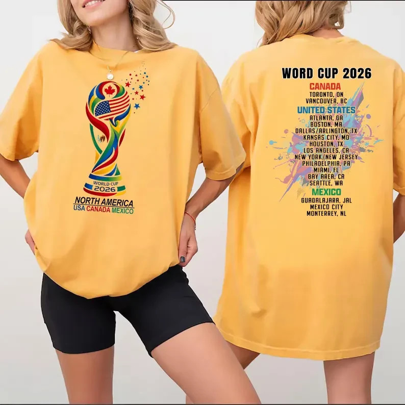 World Cup 2026 Host Cities Double Sided T-Shirt USA Canada Mexico Tee gallery