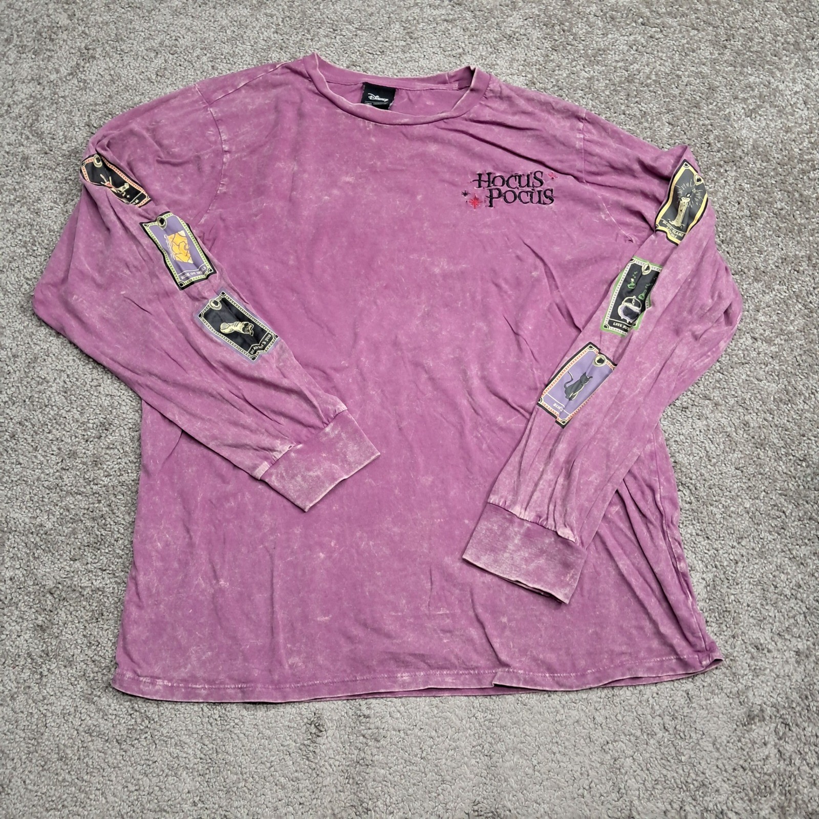 Disney Our Universe Hocus Pocus Purple Mineral Wash Tarot Long Sleeve Shirt XL