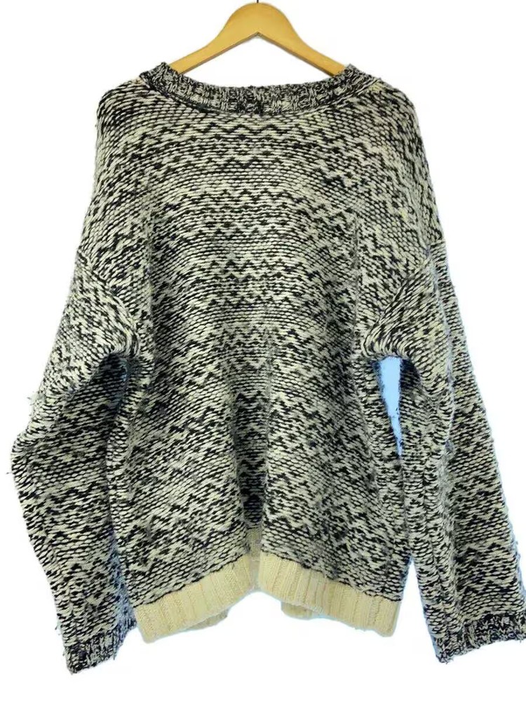 WILLY CHAVARRIA Knit Sweater (Thick), Size 40, Wool, White, All-Over Print, 21-0