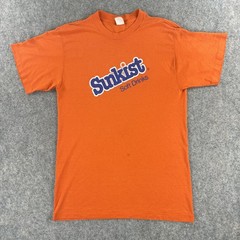 Vintage Sunkist Shirt Men Medium Soft Drinks Logo Graphic Promo Tee USA Made 80s