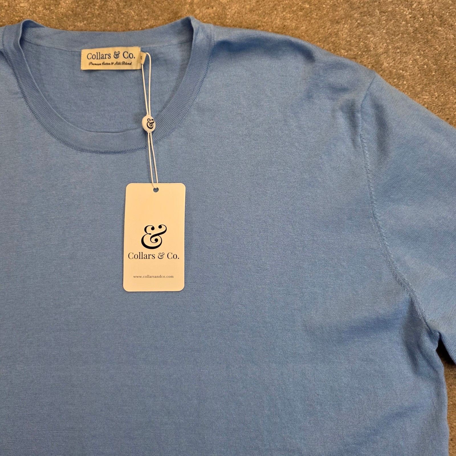 Collars and Co Men's Lucca Luxury Touch Soft Cotton Silk T-Shirt Size 2XL Blue gallery