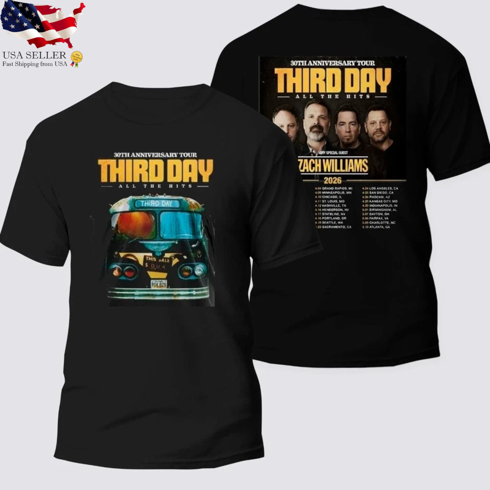 Third Day 30th Anniversary Tour 2026 Shirt All The Hits Double Sided Tee gallery