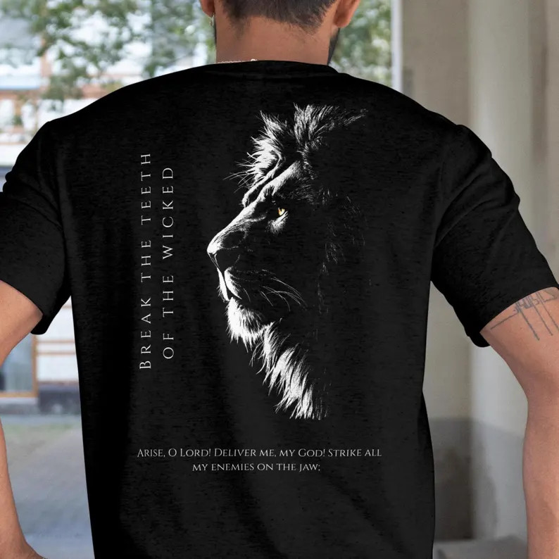 Christian Lion Shirt, Psalm 3:7 Bible Verse Faith Graphic Tee gallery