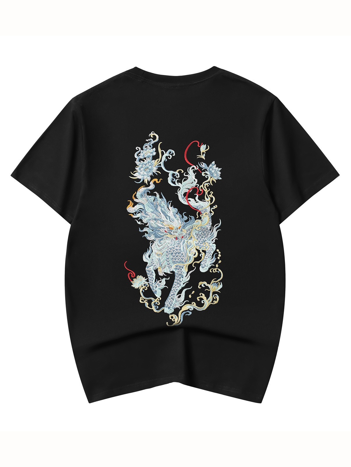 Niepce Men's Blue Kirin Embroidery Tee Japanese Streetwear T-Shirt gallery