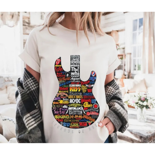 Vintage Guitar Band Logo Legends of Rock T-Shirt for Music Lovers Graphic Tee gallery