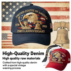 0th Anniversary USA Adjustable Embroidered Baseball Hat Patriotic Design