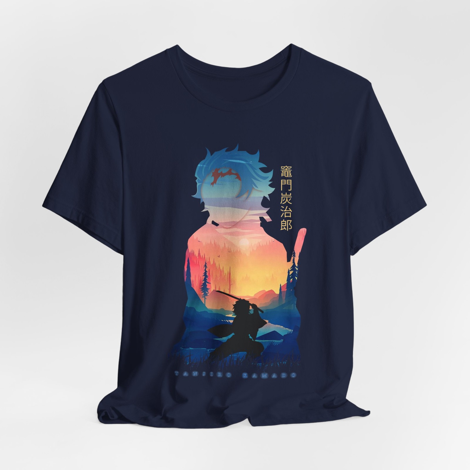 Silhouette Tanjiro Tee, Anime Graphic T-Shirt, Casual Wear, Unisex Jersey Shirt gallery