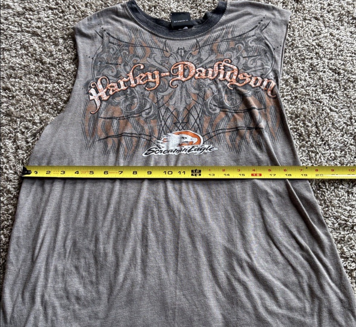 Harley-Davidson Vintage Screamin Eagle Men's Cuff Off Grey Shirt Size XL gallery