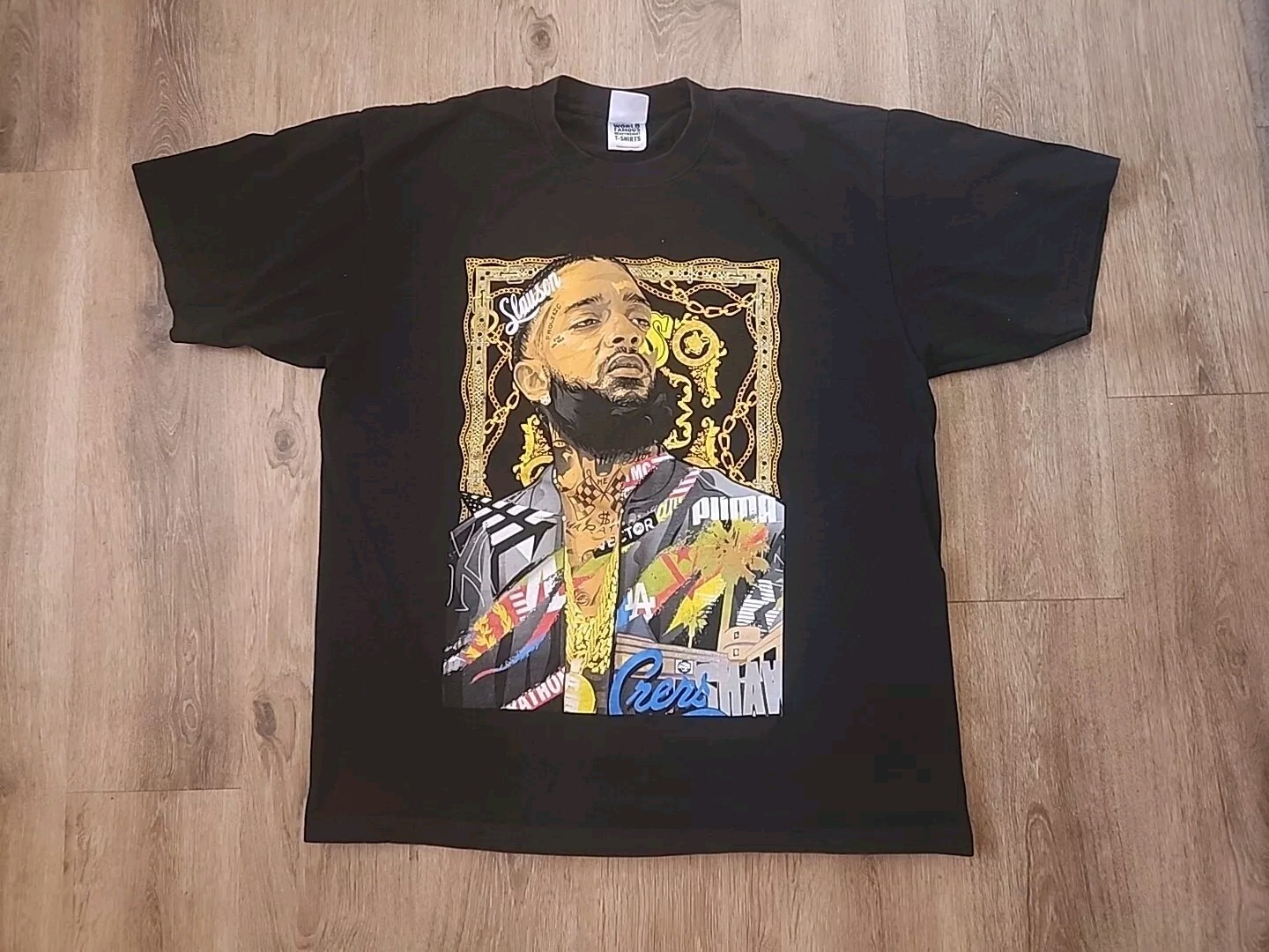 2XL Shaka Wear Mens Short Sleeve T-shirt Plain Tee Black Nipsey Hussle Hole