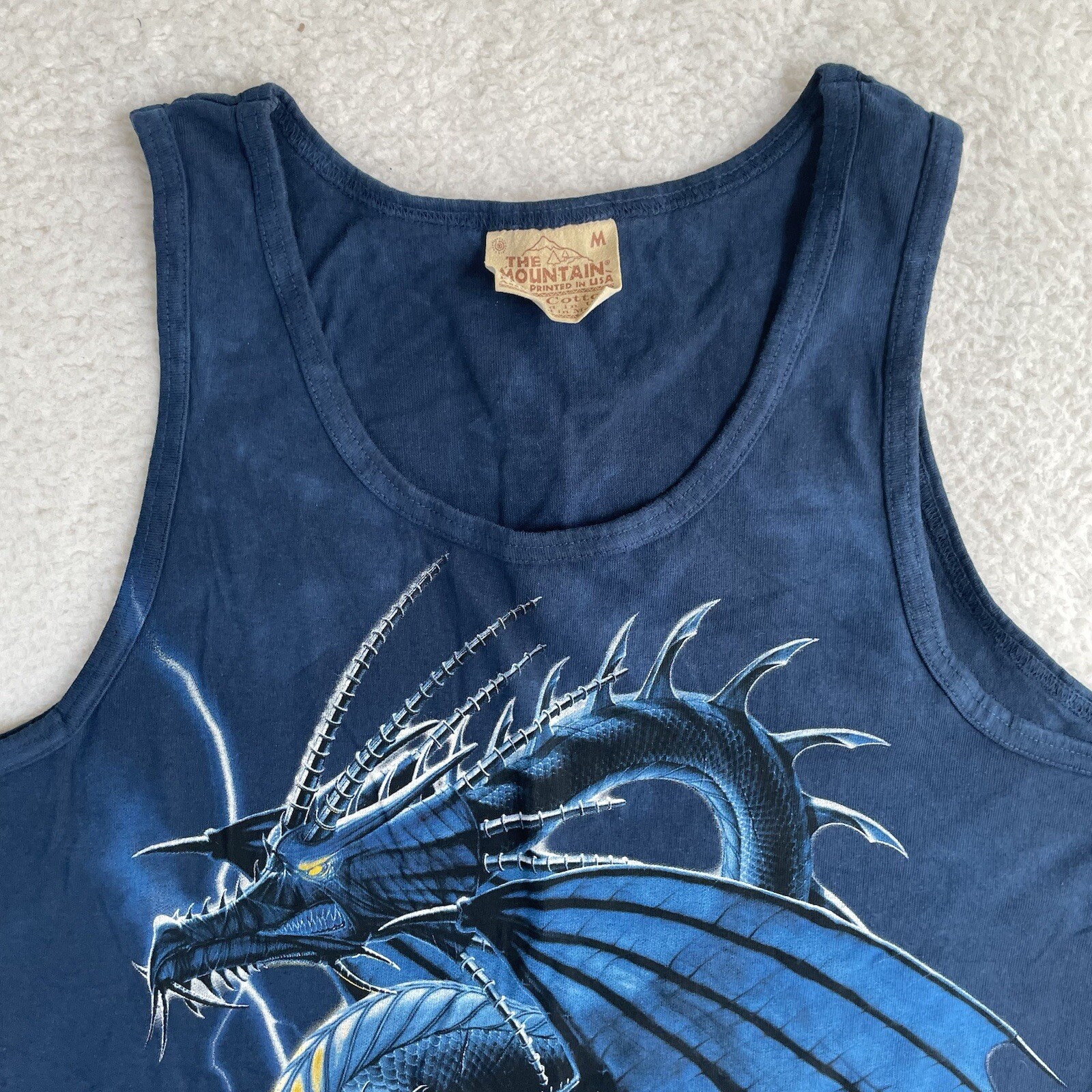 VTG The Mountain Dragon Shirt Mens Medium Tank Top Blue Skulls Fantasy NEW gallery