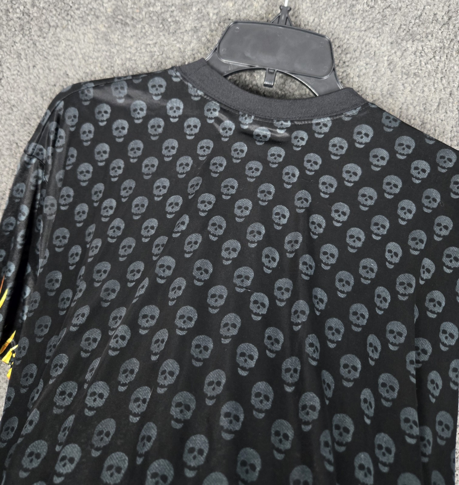 Y2K No Boundaries Skull Shirt Men's XL Sheer Flame 2000s Tribal Skate Polyester gallery