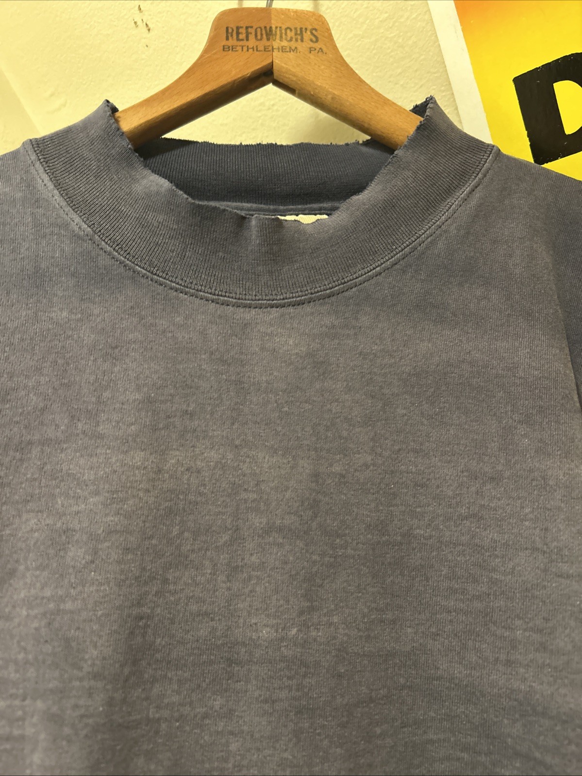 LEE vintage 90s SUN FADED Distressed Navy Long Sleeve GRUNGE Mock Neck Shirt XL gallery