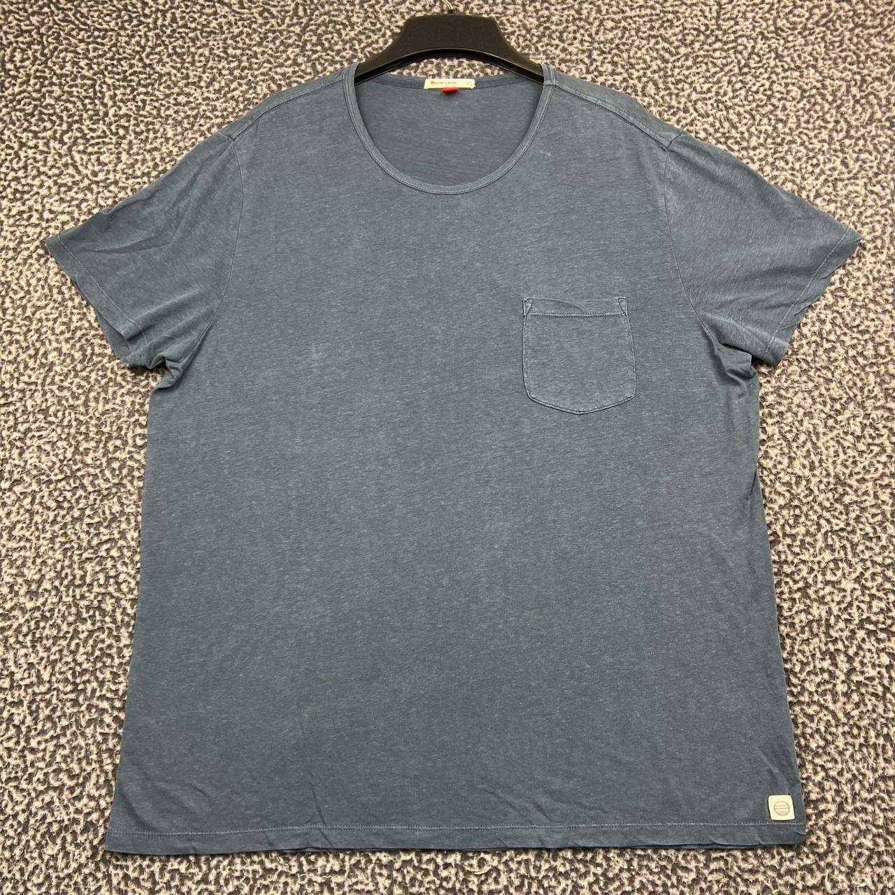 Marine Layer Shirt Men Large Blue Hemp Cotton Blend Pocket Short Sleeve L gallery