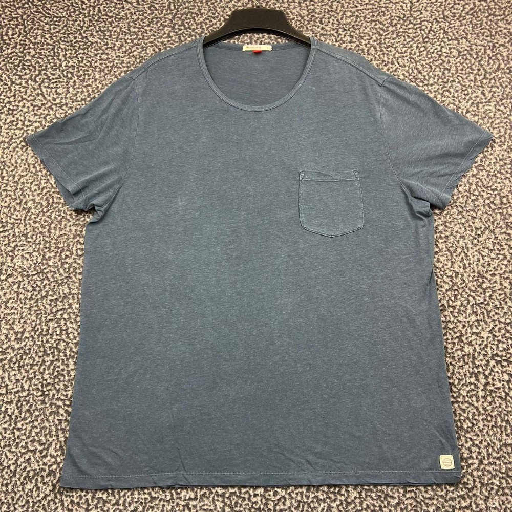Marine Layer Shirt Men Large Blue Hemp Cotton Blend Pocket Short Sleeve L