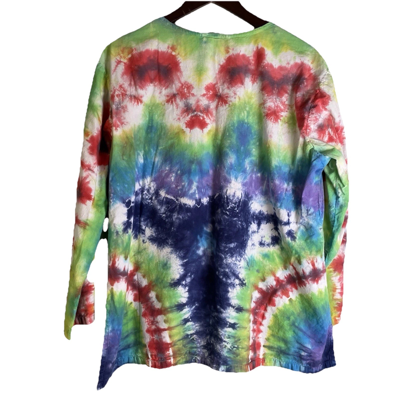 VTG Dharma Trading Co Men’s V-Neck Rainbow Tie Dye Shirt Size Large 100% Cotton gallery