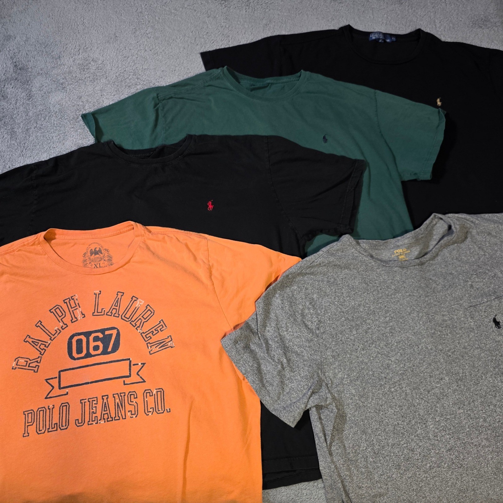 Ralph Lauren Mens XL x1 XXL T-Shirt Bundle Black Grey Green Orange Graphic Pony gallery