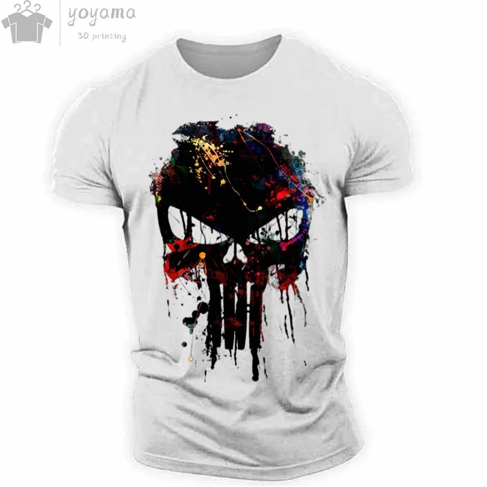 The Punisher T-Shirt Mens 3D Print Tee Military Patriotic Skull Streetwear Shirt gallery