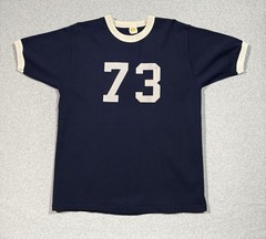 Vintage Russell Athletic Knit Ringer Tee Mens L Navy White BRENT 73 Jersey USA
