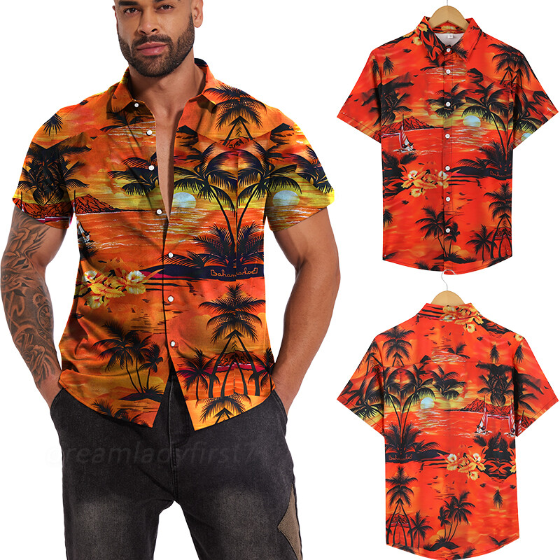 Hawaiian Shirt for Men Funky Casual Button Down Shortsleeve Beach Relaxed Fit gallery
