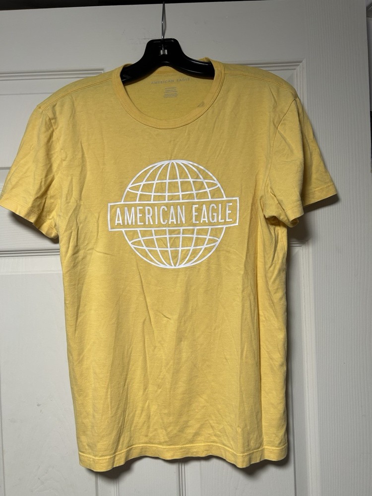 Vintage American Eagle Yellow Tee Shirt Men’s S Graphic 100% Cotton