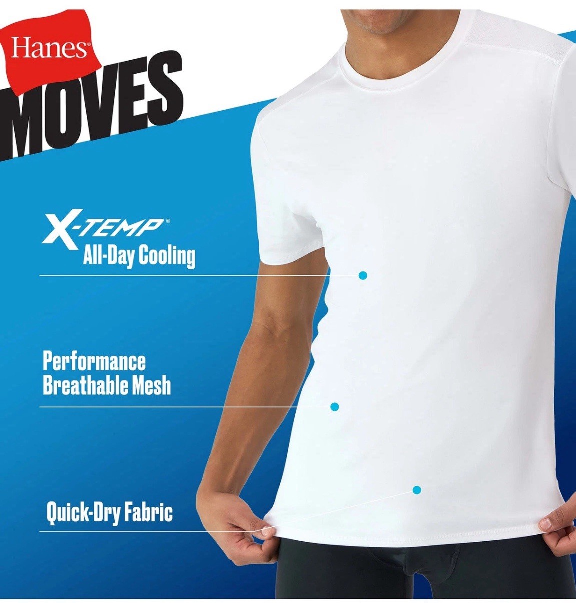Hanes Men’s X-Temp Mesh Back T-Shirt 3-Pack | Moisture-Wicking, BreathableWhite gallery
