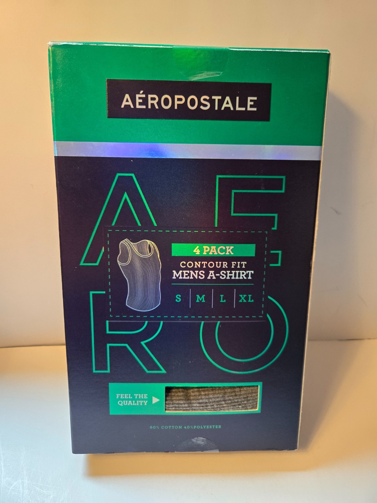 AEROPOSTALE 4Pack Men Med Logo Ribbed Tanks A Shirt Black Charcoal Gray White gallery