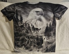 EAGLE WOLF WOLVES TREE FOREST WATER STARS SKY BIRD ANIMAL OUTDOOR T-SHIRT SHIRT