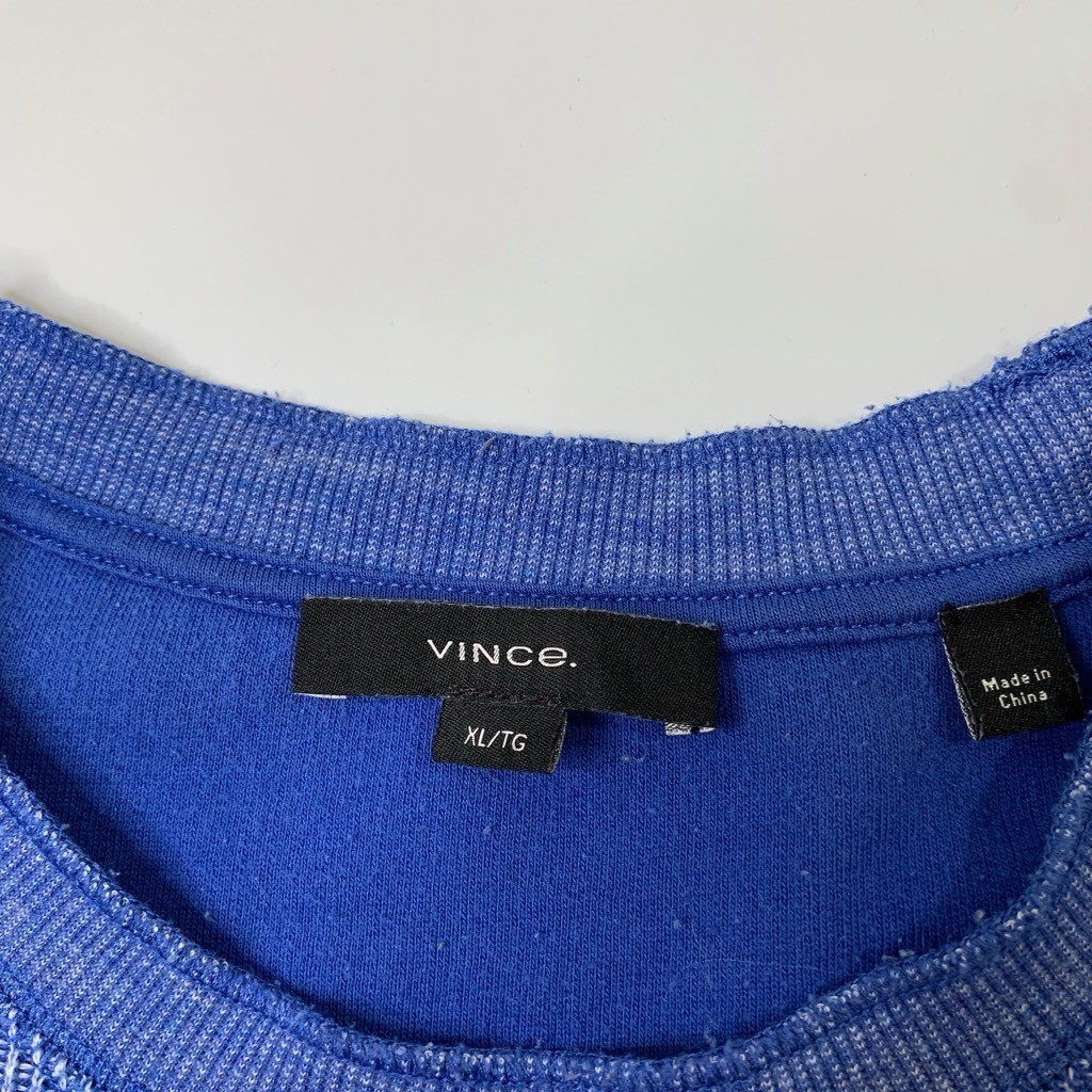 Vince Shirt Mens XL Extra Large Blue Cotton Blend Thermal Long Sleeve Crew Neck gallery
