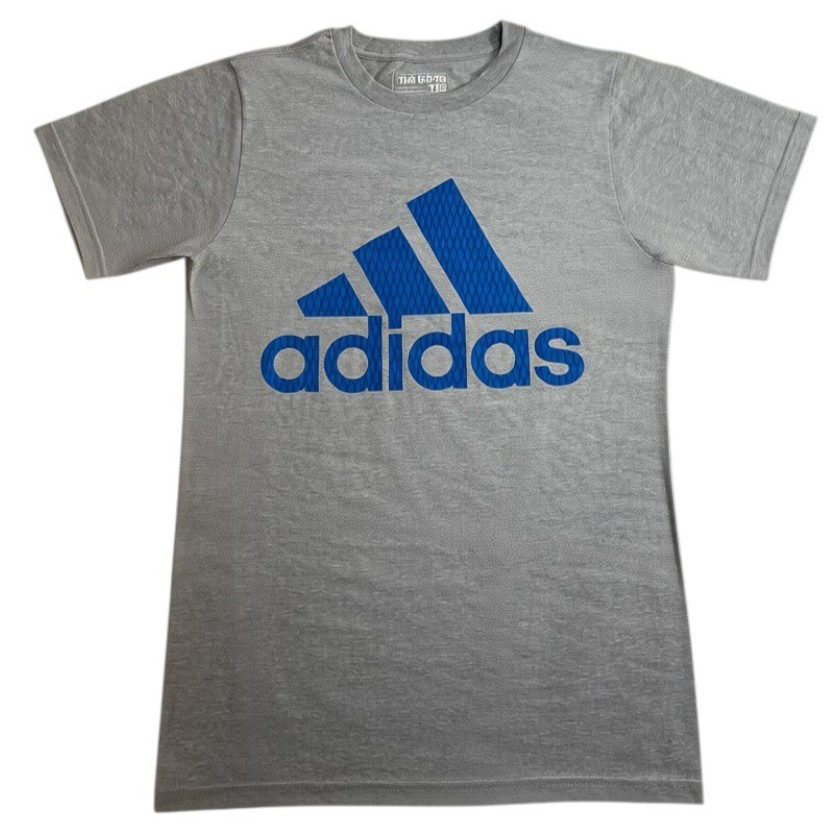 Adidas Go To Tee Shirt Mens S Gray Blue Logo Athletic Casual NEW