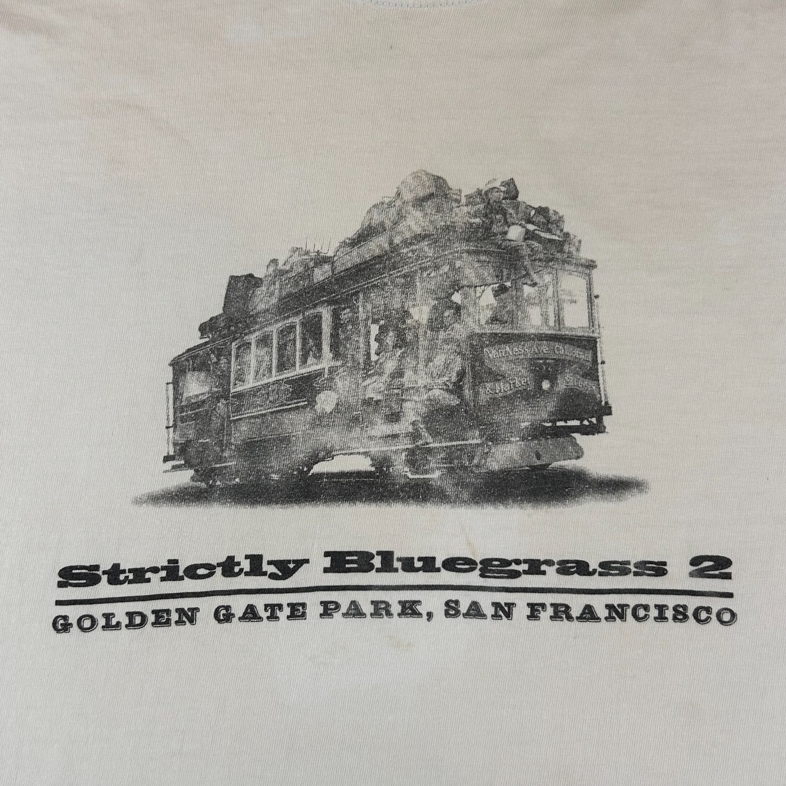 VTG San Francisco Shirt Adult XL White Bluegrass Concert Cable Car Golden Gate gallery