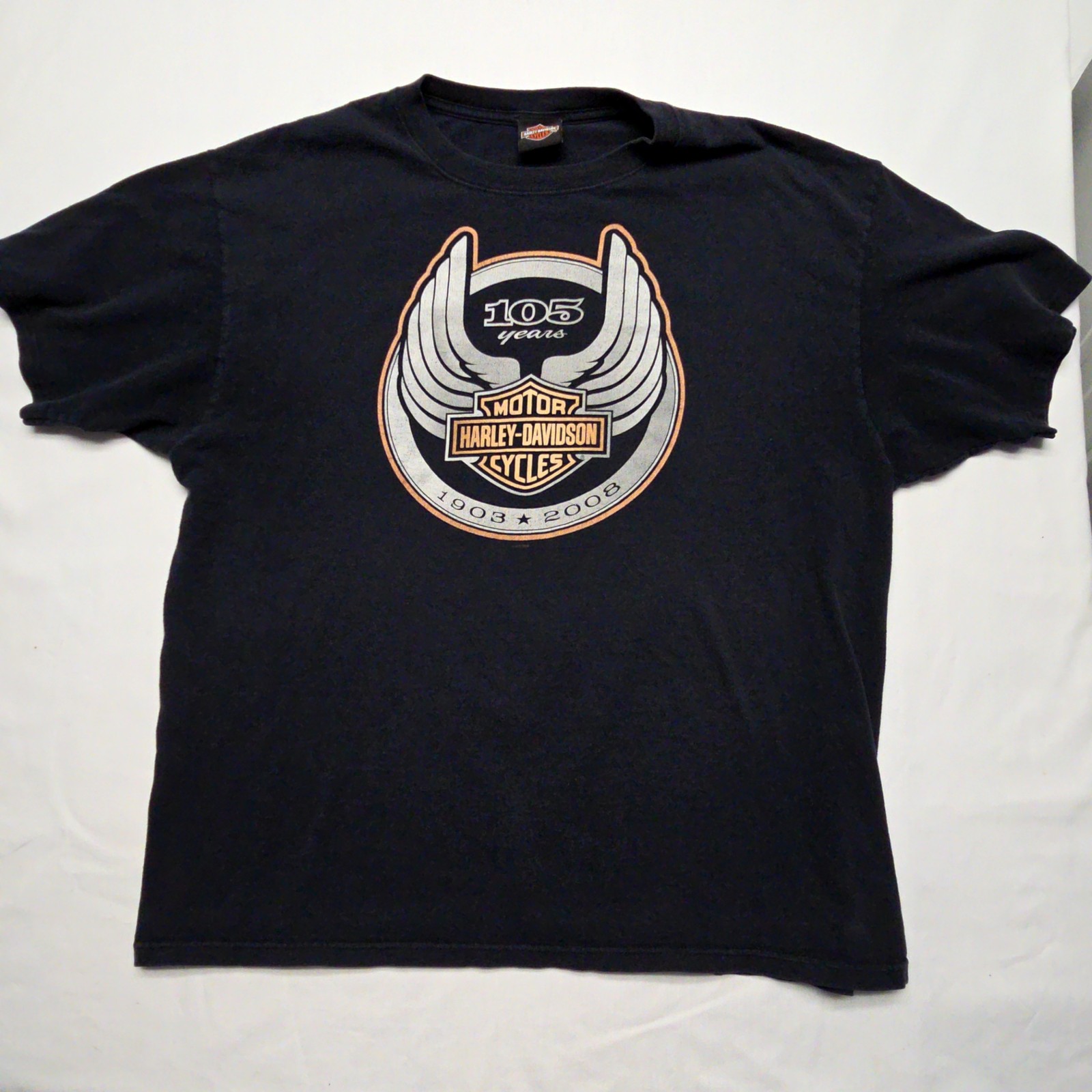 Harley Davidson 105th Anniversary Tee Black Graphic Mens XL Motorcycl Shirt 2008 gallery