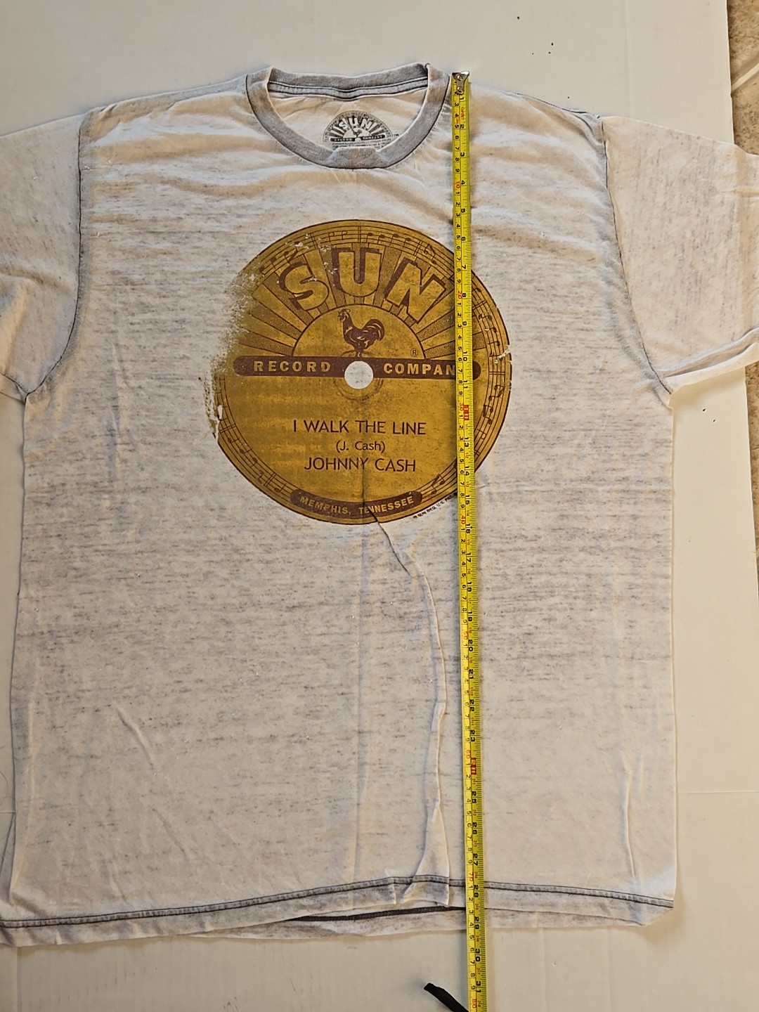 Sun Records Johnny Cash I Walk The Line T Shirt Burnout Paper Thin Sheer Large gallery